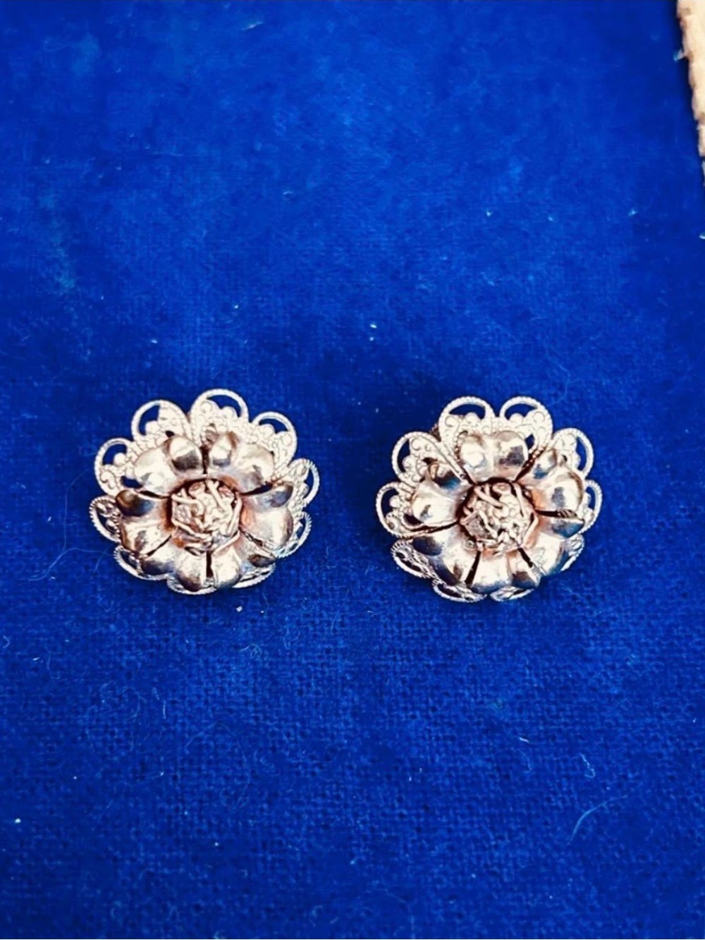 1960s Mod Gold Tone Flower Earrings
- Groovy Screw Back Retro Jewelry
